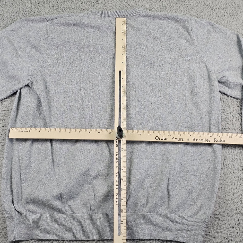L.L.Bean Sweater Mens Large Gray Cotton Cashmere V Neck Knit Pullover Soft - Picture 6 of 9